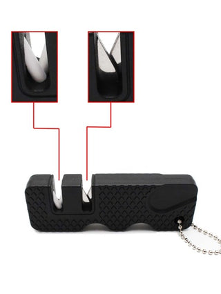 قطعة واحدة من شاحذ السكاكين المحمول بإطار يد، شاحذ سكاكين مصغر بسلسلة مفاتيح للطهي بالخارج للبيع