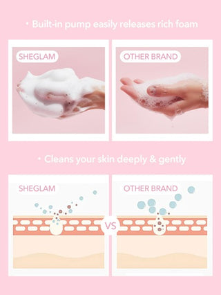SHEGLAM منظف الوجه للبشرة الجافة من Radiant By Nature، غسول يومي لطيف ومرطب للوجه، تركيبة رغوية عيد الأب التخرج عيد الميلاد العطلة الربيع الصيف Y2K فاخر أزياء مكياج مستحضرات التجميل حفل شاطئ سفر تخييم في الهواء الطلق المدرسة الحرم الجامعي رحلة...