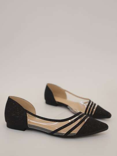 الكعب المنخفض شفاف مدبب مريح للطرف النساء السهل الارتداء