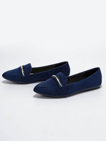 ديكور معدني سويدي أحذية لوفر , أزرق أنيق موحد اللون أحذية لوفر صنع ل خالص فلز