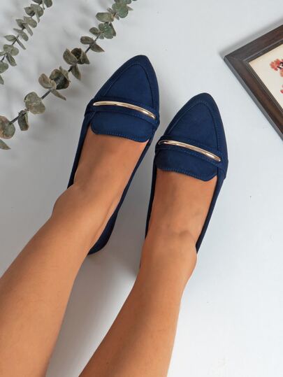 ديكور معدني سويدي أحذية لوفر , أزرق أنيق موحد اللون أحذية لوفر صنع ل خالص فلز