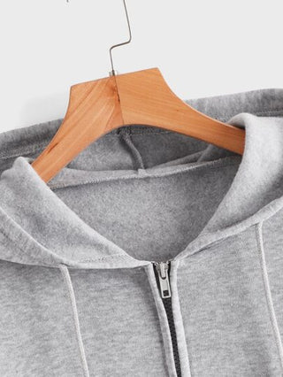 ROMWE MEN Prep سترة رياضية بسحاب وجيب وسحاب رجالية اللون، للمدرسة