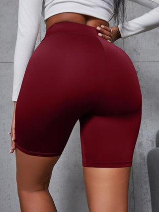 Flirla شورتات ركوب الدراجات النارية شريط خصر واسع موحدة اللون