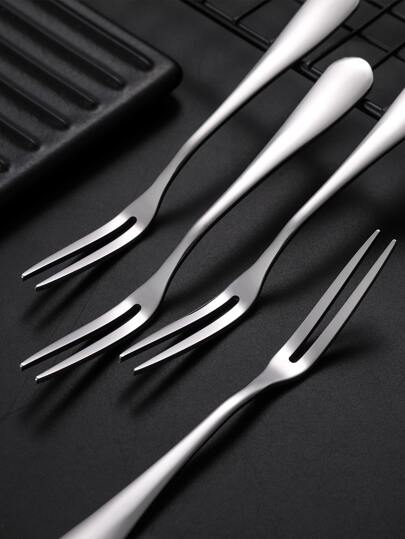 10قطع شوكة فاكهة من الفولاذ المقاوم للصدأ، شوكة حلوى صغيرة فضية للحفلات لوازم المدرسة، العودة إلى المدرسة