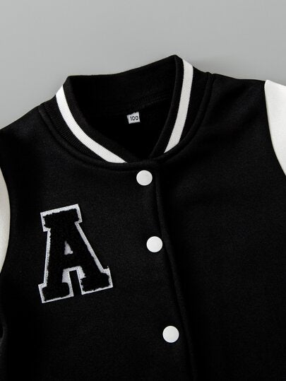 SHEIN جاكيت صوفي رياضي مزين بخطاب لصبي شاب