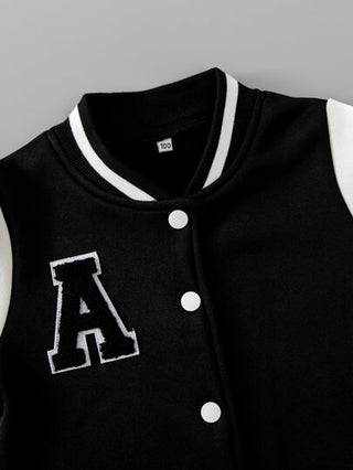 SHEIN جاكيت صوفي رياضي مزين بخطاب لصبي شاب