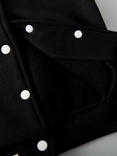 SHEIN جاكيت صوفي رياضي مزين بخطاب لصبي شاب