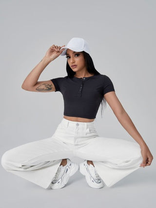 EZwear بنطلون جينز سستة طائر ملائم بويفراند