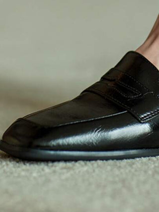 مبسط مسطح بيني لوفر , أسود بلا جنس موحد اللون أحذية لوفر نساء أحذية مسطحة