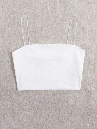 Sweetra توب كامي ضيق قصير سادة