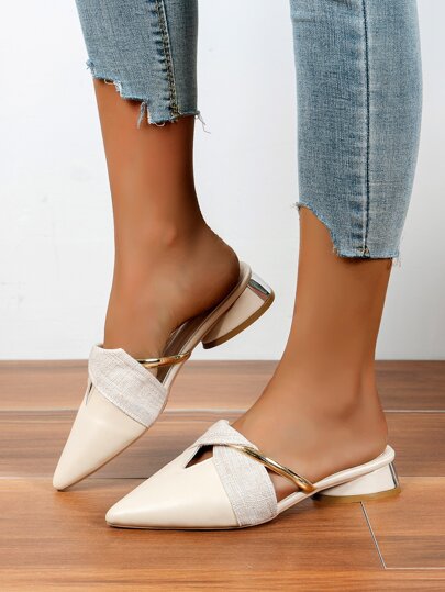 أحذية الكعب المنخفض السويدي للخارج حفلة مدببة الأصبع للنساء، أحذية الكعب العريض الأنيقة باللون الأرجواني