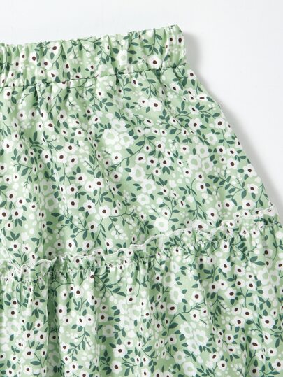 SHEIN قميص مزين بالربطة وتنورة زهرية ديتسي لفتاة مراهقة