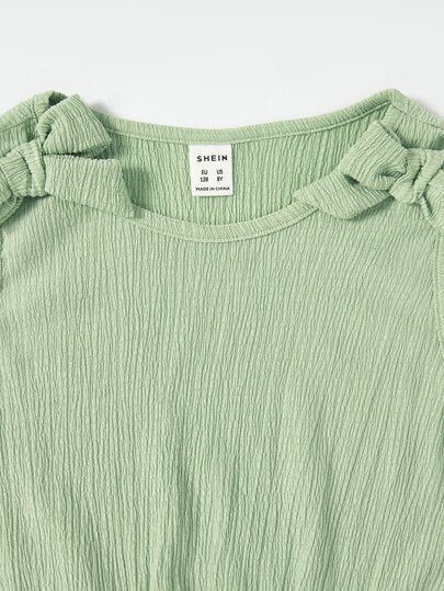 SHEIN قميص مزين بالربطة وتنورة زهرية ديتسي لفتاة مراهقة