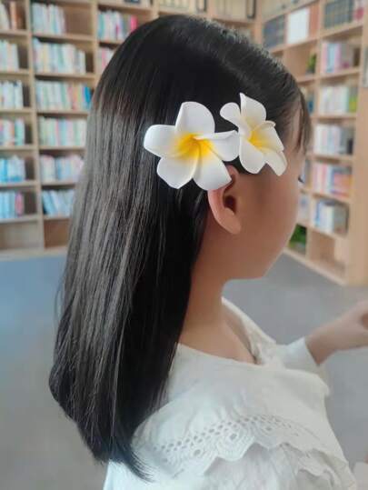 مشبك شعر مزين بزهور طفلة صغيرة - 4 قطع