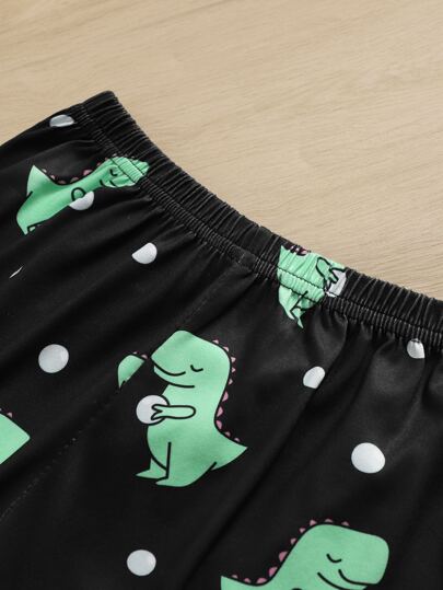 بيجاما بدلة منزلية مطبوع عليها رسوم الديناصورات للفتيات المراهقات