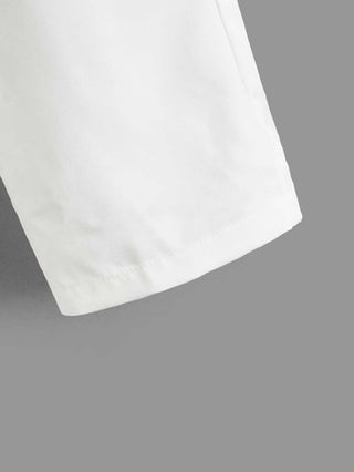 SHEIN سروال طويل بخصر مرن ورباط للأولاد المراهقين , جيوب وتصميم ملصقات