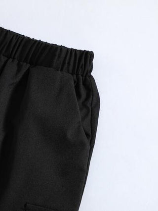 SHEIN بنطلون طويل رياضي مريح وفضفاض بنمط شحن مناسب للمدرسة، الأنشطة الخارجية، الرياضة والتسلق للأولاد من عمر ٤-٧ سنوات