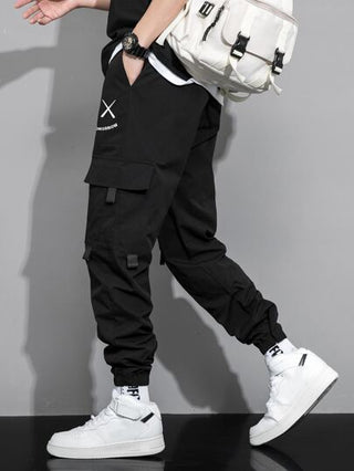 Manfinity EMRG بنطلونات فضفاضة واسعة بجيوب وسحاب على الخصر مطبوع عليها حروف وتعابير ، بنطلونات طويلة ضيقة مناسبة للخروج، هدايا للزوج والحبيب