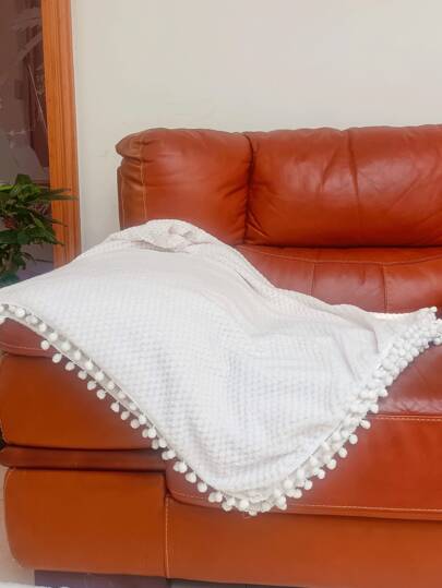 غطاء بطانية مزخرف بكرات مخملية فانيلا