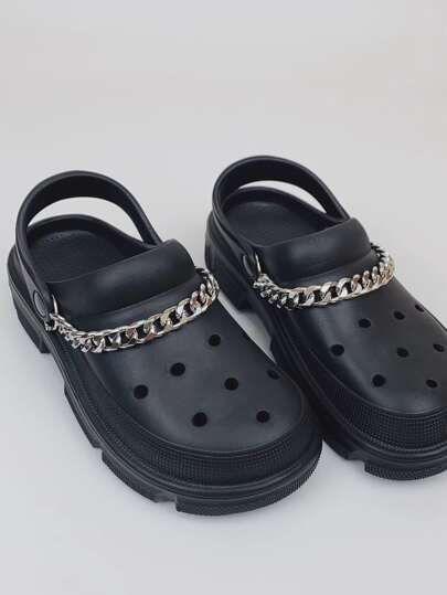 سلسلة أحذية على طراز الشرير مع إبزيم وقطع زخرفية للصنادل النسائية والرجالية ، إكسسوار أحذية أنيق قابل للفصل