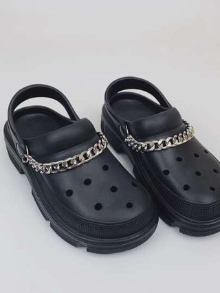 سلسلة أحذية على طراز الشرير مع إبزيم وقطع زخرفية للصنادل النسائية والرجالية ، إكسسوار أحذية أنيق قابل للفصل