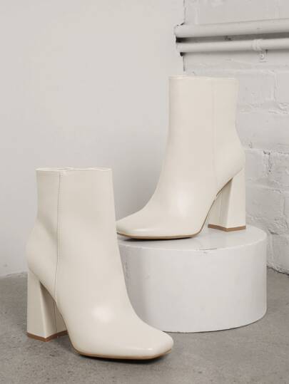 SHUZIA أحذية برقبة جانبية مزودة بسحاب جلد صناعي متين وعصري للمرأة, أربطة سميكة، بوتات مناسبة ل- عيد السنة الجديدة والأعياد