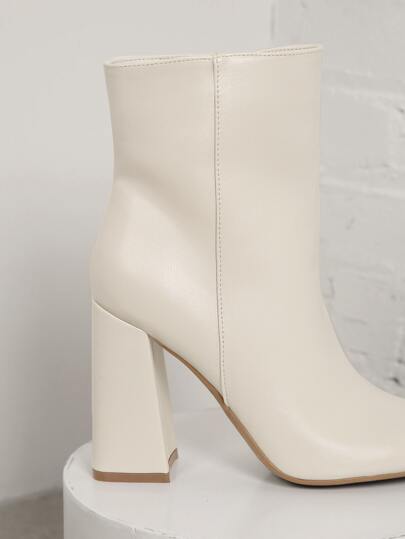 SHUZIA أحذية برقبة جانبية مزودة بسحاب جلد صناعي متين وعصري للمرأة, أربطة سميكة، بوتات مناسبة ل- عيد السنة الجديدة والأعياد