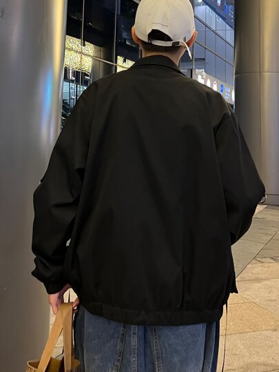 Manfinity EMRG جاكيت رجالية جاكيت رجالية واسعة الحجم مزودة بجيوب مغلقة بأبازيم، بياقة عادية، كم طويل، للخروج والصداقة، جاكيت رقيقة