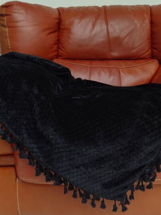 غطاء بطانية بسيط مزخرف بكرات مخملية قطعة واحدة