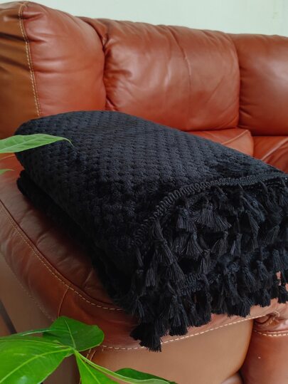 غطاء بطانية بسيط مزخرف بكرات مخملية قطعة واحدة