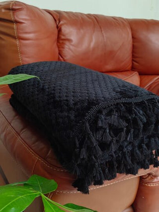 غطاء بطانية بسيط مزخرف بكرات مخملية قطعة واحدة