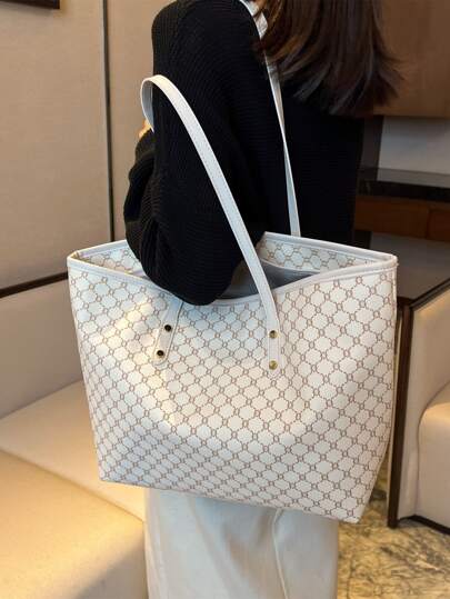 SHIMEINI قطعة واحدة حقيبة ساتان مطرزة بأسلوب الجاكارد بألوان الموضة الأوروبية والأمريكية لعام 2025 ، حقيبة سفر سعة كبيرة ، حقيبة تسوق، مناسبة للاستخدام اليومي للنساء ،العمل ،العودة إلى المدرسة ،العطلات ،الهدايا