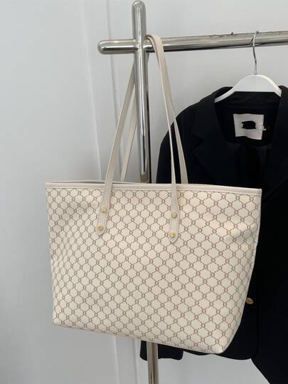 SHIMEINI قطعة واحدة حقيبة ساتان مطرزة بأسلوب الجاكارد بألوان الموضة الأوروبية والأمريكية لعام 2025 ، حقيبة سفر سعة كبيرة ، حقيبة تسوق، مناسبة للاستخدام اليومي للنساء ،العمل ،العودة إلى المدرسة ،العطلات ،الهدايا