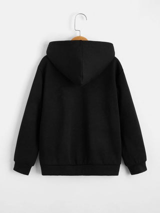 SHEIN جاكيت صبي مبطن بالدب الفتات مع سحاب وغطاء رأس