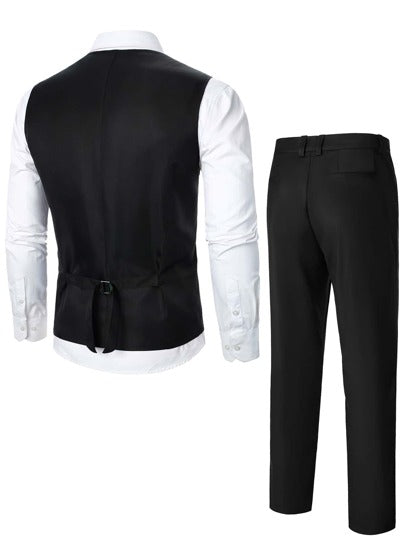 Manfinity Mode بنطلون مع صديري بليزر أزرار علوية بدون قميص للرجال