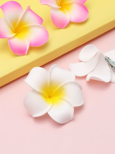 مشبك شعر مزين بزهور طفلة صغيرة - 4 قطع