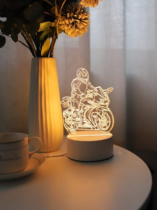 قطعة واحدة مصباح ديكوري للدراجة النارية 6 LED إضاءة دافئة، مصباح دراجة نارية مضيئة ديكوري لطاولة السرير والمكتب بغرفة النوم
