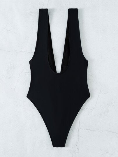 مايوه حريمي قطعة واحدة Swim SXY ملابس سباحة قطعة واحدة بعنق عميق معقود أمامية