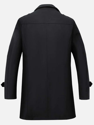 Manfinity Homme معطف ترنش كاجوال بأزرار وجيوب مائلة للرجال، معطف ترنش للرجال، خريف