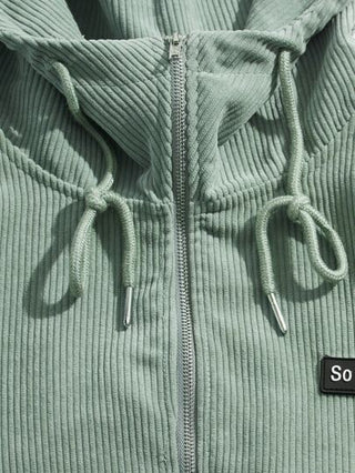 Manfinity RebelGame جاكيت رجالية بقصة واسعة مزينة بحرف مطبوع وجيب كنغر مع سحاب وغطاء رأس