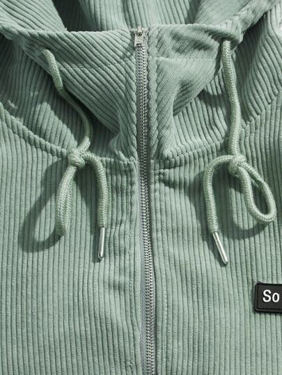 Manfinity RebelGame جاكيت رجالية بقصة واسعة مزينة بحرف مطبوع وجيب كنغر مع سحاب وغطاء رأس