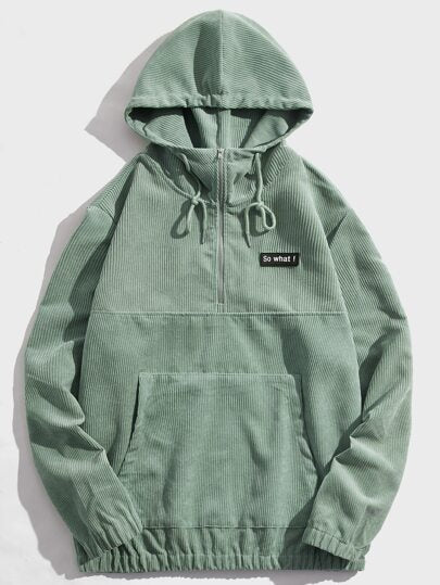 Manfinity RebelGame جاكيت رجالية بقصة واسعة مزينة بحرف مطبوع وجيب كنغر مع سحاب وغطاء رأس