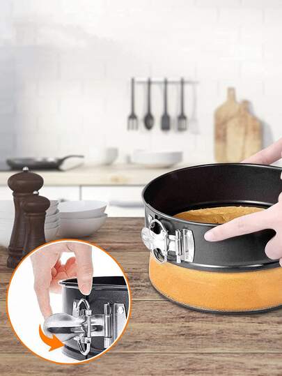 3 قطع صينية خبز بأشكال مربع وقلب ودائري، قوالب كيك لاصقة مع قاع قابل للإزالة