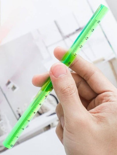 أدوات مكتبية ومدرسية قطعة واحدة مسطرة شفافة مثلثة أدوات قرطاسية للأطفال المدرسيين، مسطرة مستقيمة متعددة الوظائف بأسلوب بسيط ثلاثي الأوجه