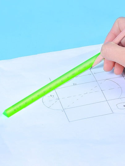 أدوات مكتبية ومدرسية قطعة واحدة مسطرة شفافة مثلثة أدوات قرطاسية للأطفال المدرسيين، مسطرة مستقيمة متعددة الوظائف بأسلوب بسيط ثلاثي الأوجه