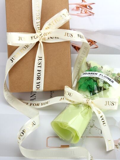 1 لفة شريط جروسجرين مطليفضي بالأحرف، مناسب لهدايا الزهور وتعبئة الكيك والأعمال اليدوية