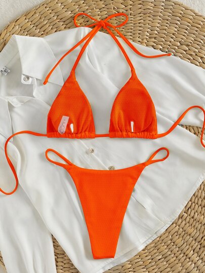 Swim Mod مجموعة بيكيني مثلث هالتر ربطة خلفية مع حمالة رقبة لربيع و صيف الشاطئ و حوض السباحة