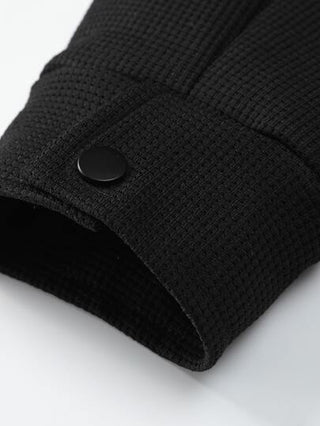 Manfinity Homme معطف بغطاء رأس مبطن بالحرارة للرجال قطعة واحدة، معطف أسود دافئ للخروج، معطف كاجوال فلانيل، هدايا للأصدقاء والزوج والصديق