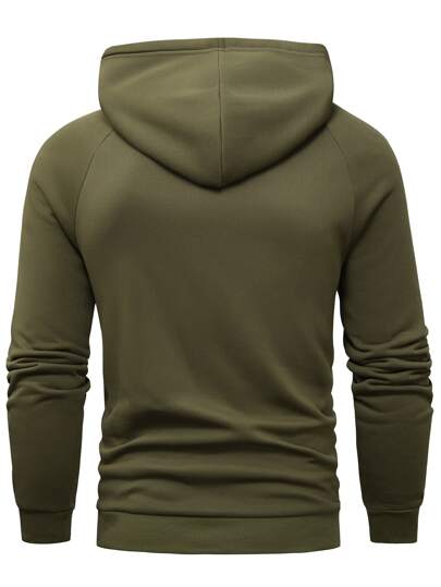 Manfinity Homme البلوزة الحرارية مع رسم حرف والجيب الكنغر للرجال، ذات أكمام راجلان وسحاب للخريف والشتاء