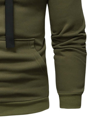 Manfinity Homme البلوزة الحرارية مع رسم حرف والجيب الكنغر للرجال، ذات أكمام راجلان وسحاب للخريف والشتاء